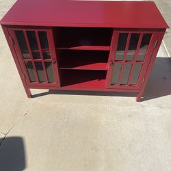 Red Glass Door Cabinet / Media Console