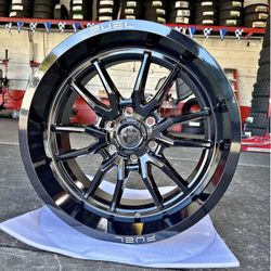 fuel clash 20x10 6x139.7 -18 gloss black with 33x12.50R20 mud tires available in stock we finance