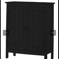 Black Two Door Storage Cabinet With Shelf