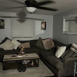 Beautiful Grey Cindy Crawford Oversized Sectional 