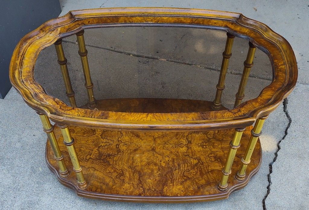 Antique Mid Century Burlwood Coffee Table