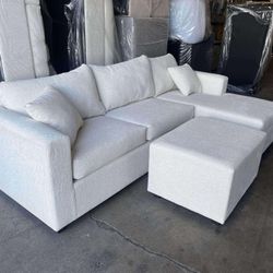 Brand New Cream Sectionals With Free Ottoman  