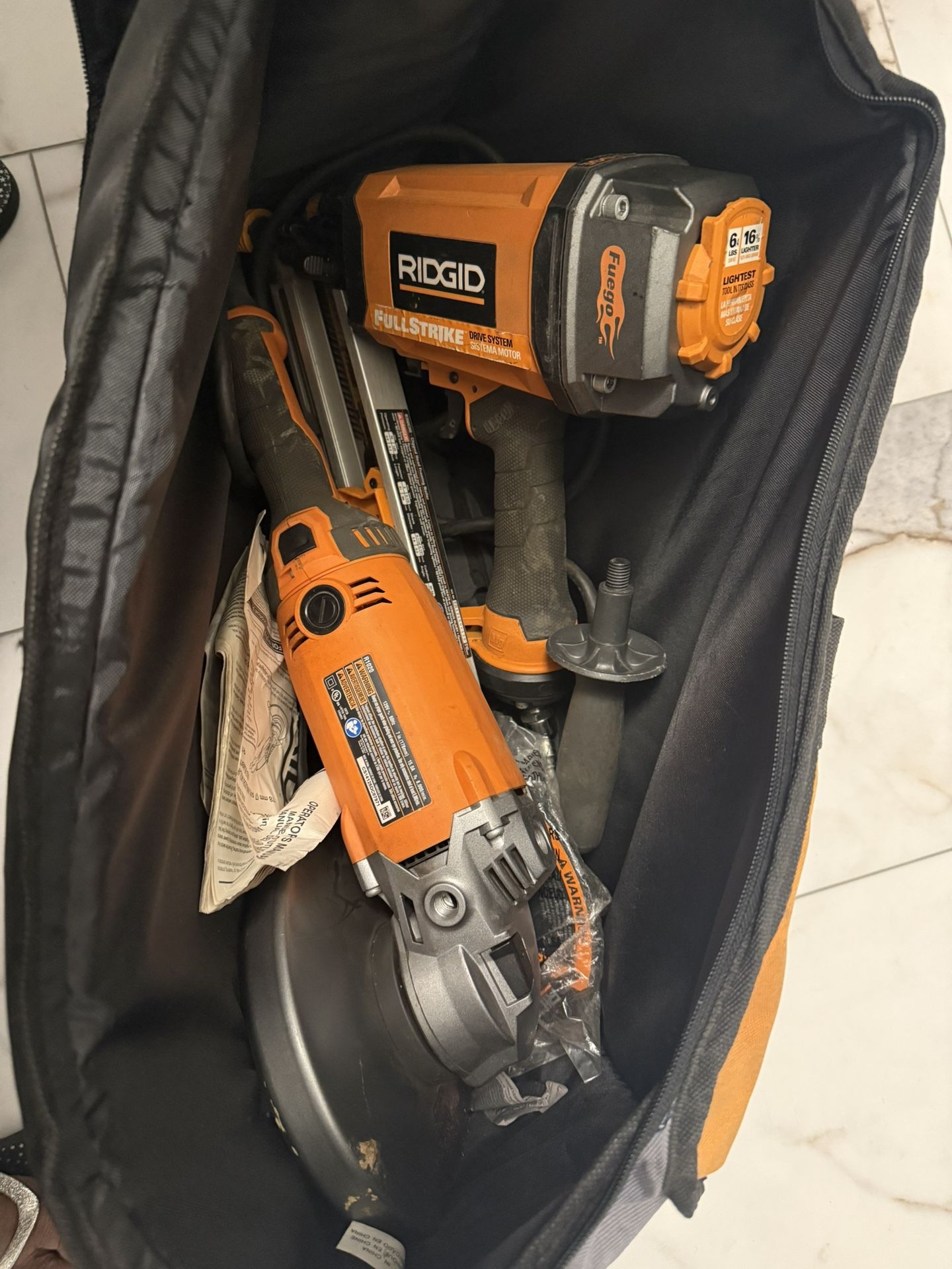 Ridgid Angle Ginder And Nail Gun
