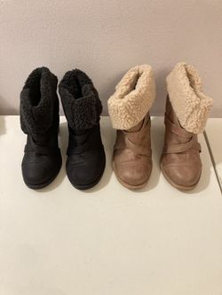 *$10 Per PAIR* Women’s SIZE 6 Ankle Boots, w/ 3 1/2” Heel | Black & Brown Booties Sherpa Lining