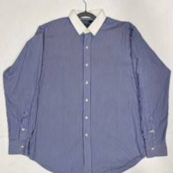 Ralph Lauren Long Sleeve Button Up Shirt Mens Size L Blue White Striped Rhodes