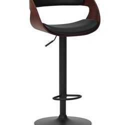 SIMPLIHOME Archer Contemporary 32 inch Swivel Bar Stool in Black Leather