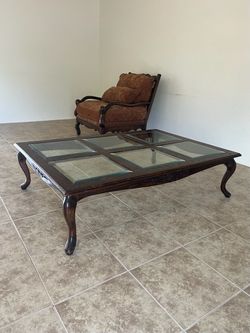Coffee Table: wood & glass top