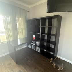 IKEA Kallax 5x5 Shelving Unit W Attached Desk