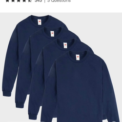 Hanes Essentials Men's Cotton Long Sleeve T-Shirt, 4-Pack Navy 2XL