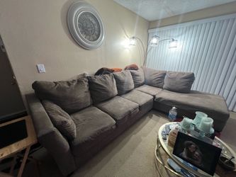 L-Shaped Sectional Brown Sofa with Chaise