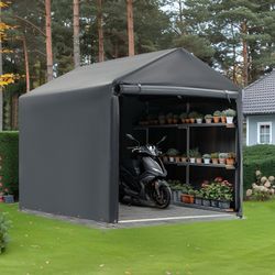 EROMMY 5' X 7' Portable Storage Shed, Heavy Duty Outdoor Storage Shed With Rolled Up Zipper Door, Carport Canopy