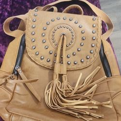 Brown Womans Mini Backpack