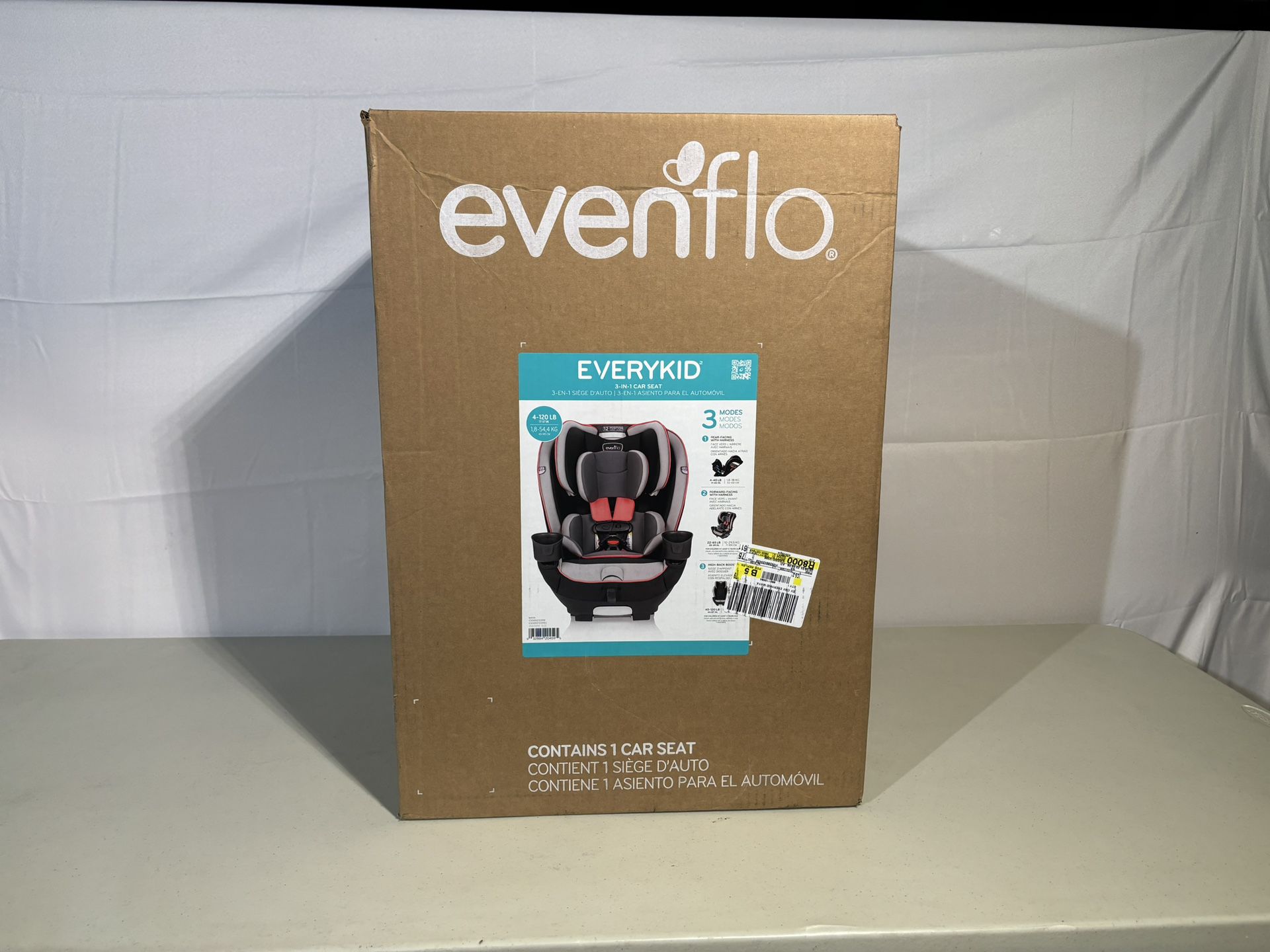 Evenflo EveryKid 3-in-1 Convertible Car Seat, Maya Coral, Infant - 12 years