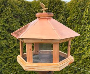 Bird feeder copper top custom one of a kind