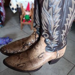 JUSTIN Snakeskin Leather Cowboy Boots USA Made 7837  - Men's size 8 D