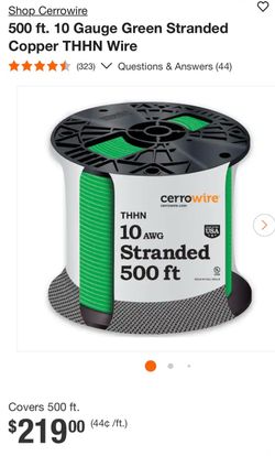 Shop Cerrowire 500 ft. 10 Gauge Green Stranded Copper THHN Wire