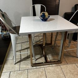 Dining Table Top Measures 35x34 Sparkling White Quartz Material 