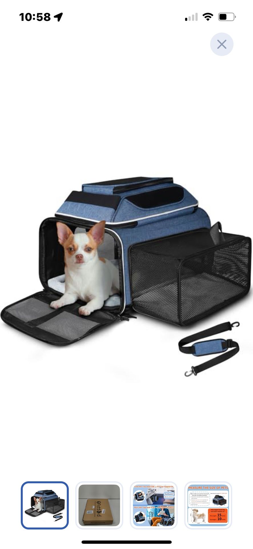 “New”Expandable Side Pet Carrier”Air Line Approved”(18” X 13” X 10”)retail$39