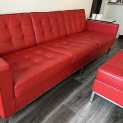 Sofa With Ottoman. Italian Lather 