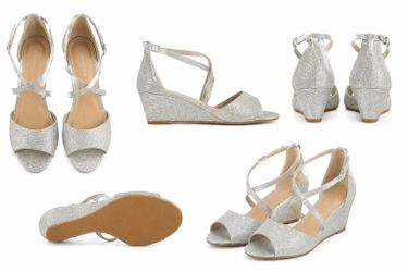 ✨ Silver Glitter Wedge Heels – Top Moda – Elegant & Comfortable