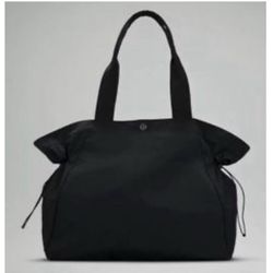 Lululemon Athletica Black Cinch Shopper Shopping Travel Gym Shoulder Bag