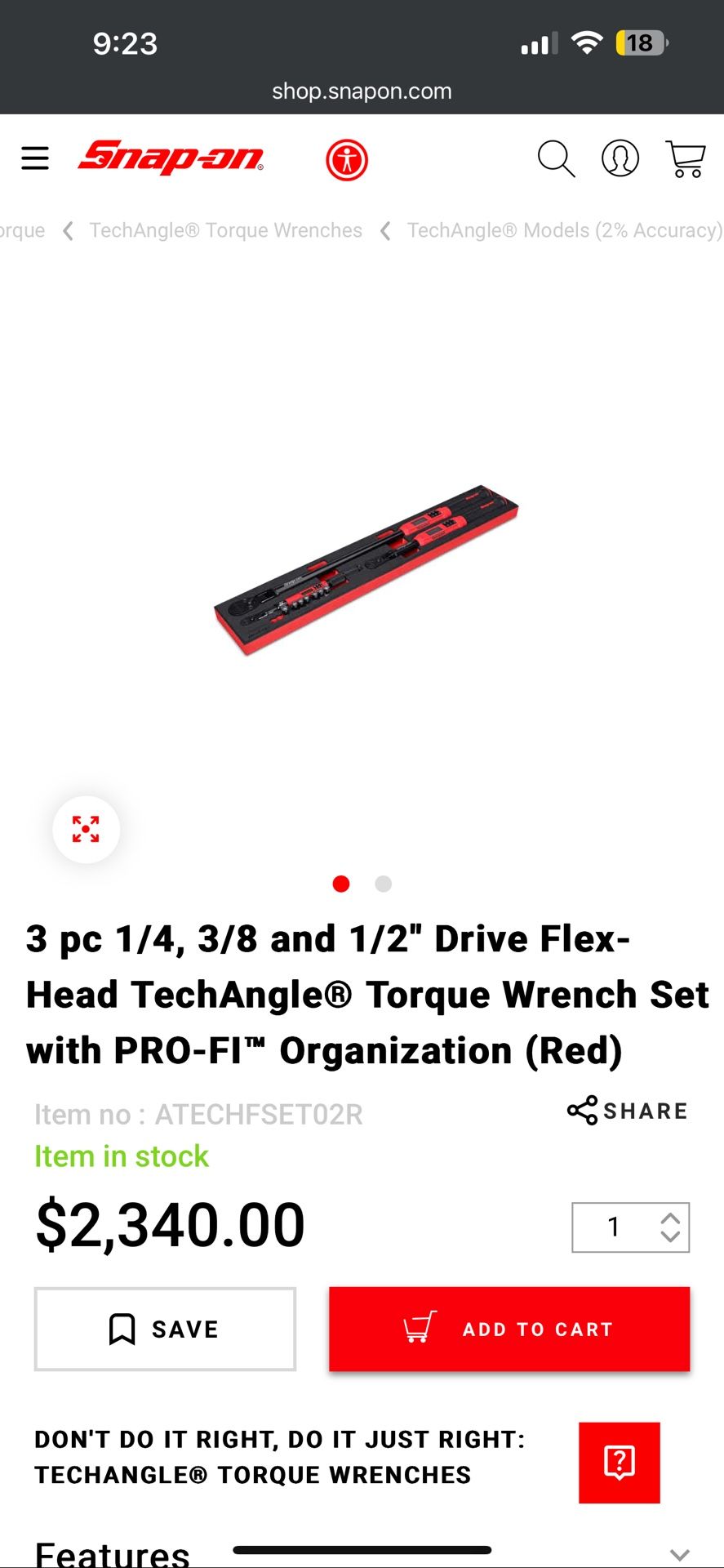 3 Pc Snap On Torque Wrench Set With Foam