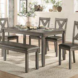 Holders Gray 6-Piece Dining Set /Dining table and Chairs 