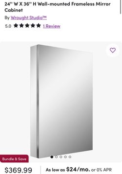 24'' W X 36'' H Wall-mounted Frameless Mirror Cabinet $150