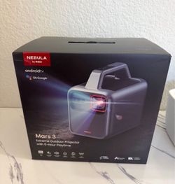 New NEBULA Mars 3 Outdoor Portable Projector, 5H Battery 1000 ANSI Lumens, AI-Powered Image, 200 Inc