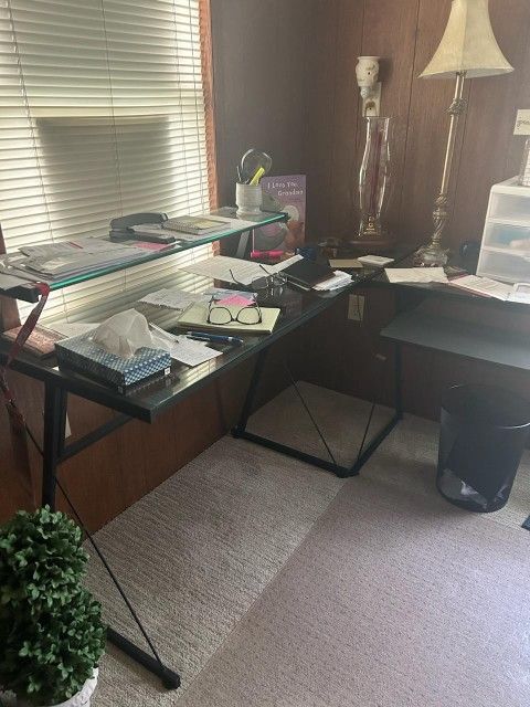 L Shape Glass Desk