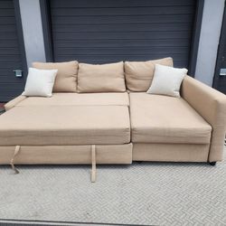 Ikea Beige Sleeper Sectional Couch 