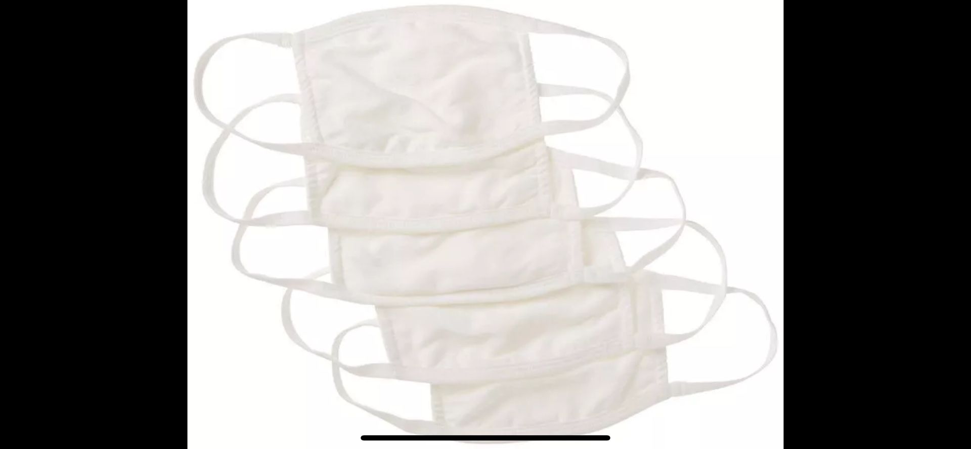 300 Total Masks Reusable Cotton Face Mask White, 6 Pack Of 50