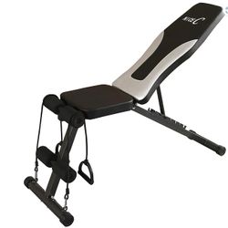 Weight Bench Adjustable, Press Bench with Resistant Band, Foldable, Full Body All-in-One, Multi-Purpose Incline/Decline for Exercise home/office/gym