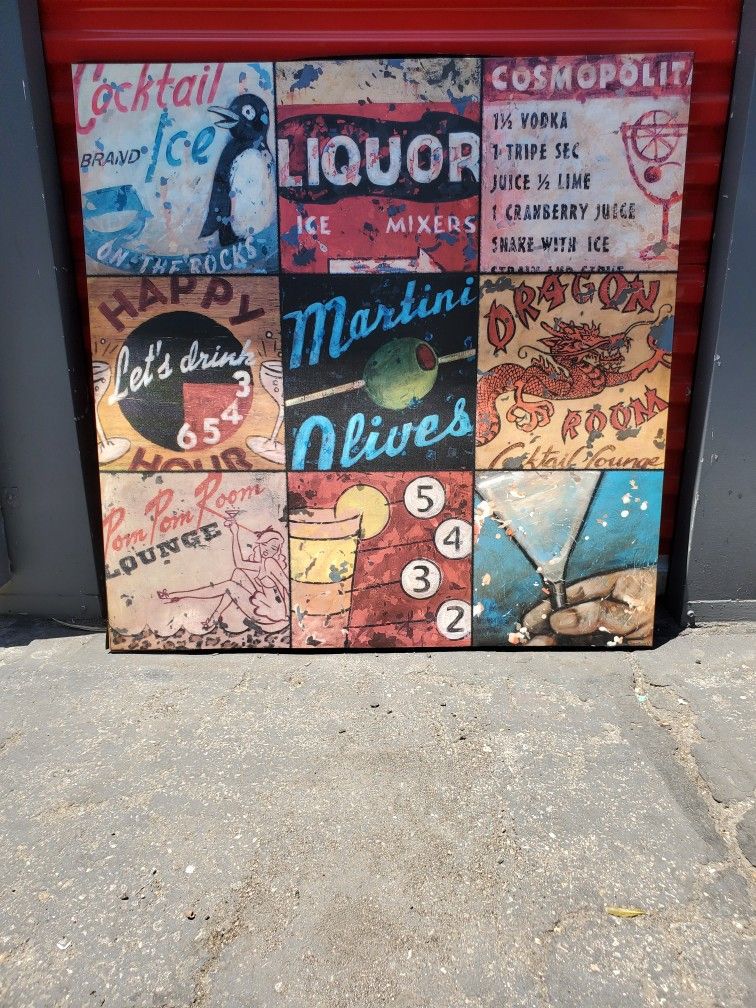 🍸🎨 Retro Bar Wall Art — Vintage Look