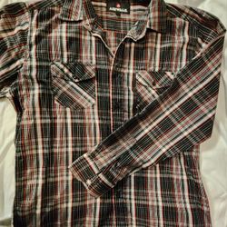 Airwalk XL Plaid Long Sleeve Button Down Shirt Red Black White