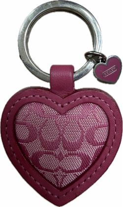 Coach Heart Keychain Pink Signature