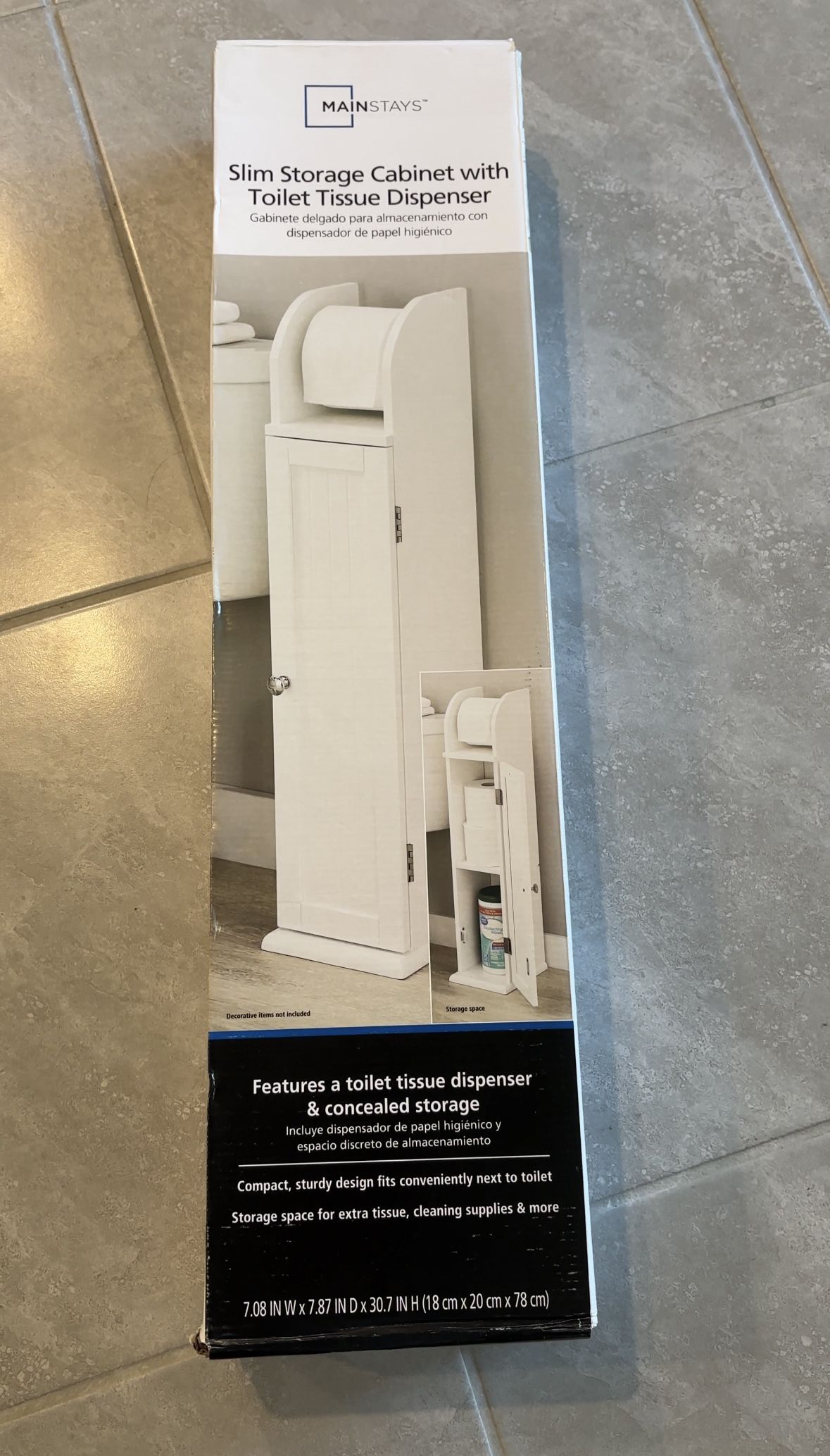 New. Slim Storage Cabinet With Toilet Tissue Dispenser