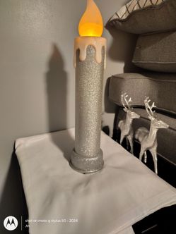 36" Silver Christmas Candle
