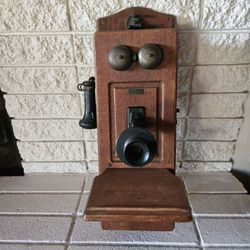 Old fashioned wooden phone