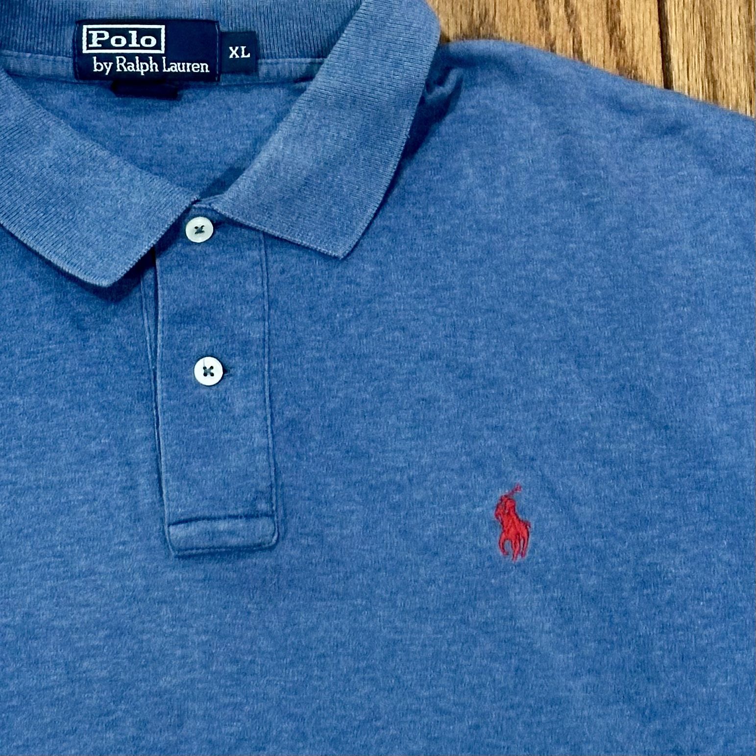 Men’s XLARGE Ralph Lauren POLO Short Sleeve Collard Collar Button Dress Work Shirt XL XLRG - BLUE RED