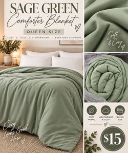 Sage green comforter blanket (QUEEN)