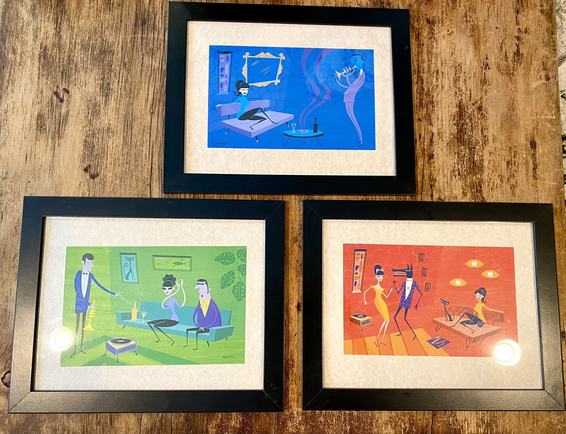 Set Of 3 SHAG The Artist Small Framed Art Prints Josh Agle