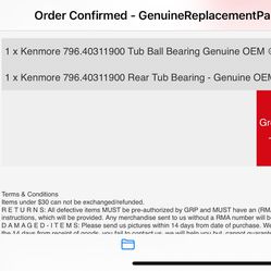 Kenmore OEM Bearings - New