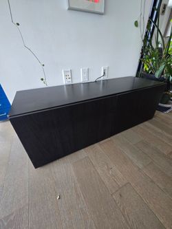 Black Wood Grain Low TV Stand Cabinet