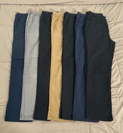 Youth Boy Woven Pull On Pants Size 14 (7 Pairs) Very Good Condition