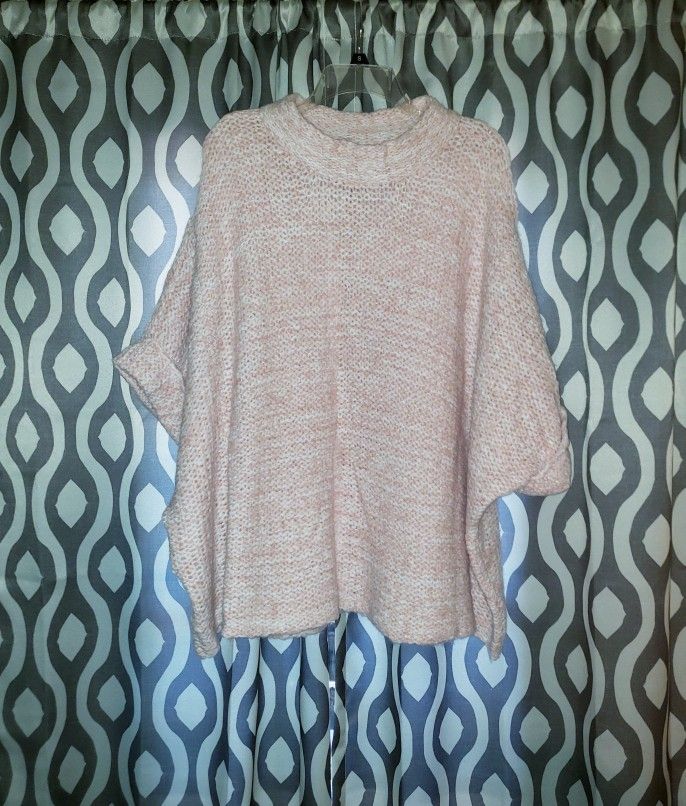 XL  Lands' End, Exquisite, Soft, Blush, Poncho Sweater