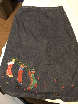 Ladies size 14 westbound cotton denim Christmas skirt