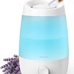 BREEZOME 2.5L Top Fill Humidifiers for Bedroom, 250ml/h Mist Output, 25hrs Humidifiers for Home, 7 Adjustable LED, Essential Oil Diffuser, 25dB