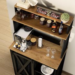 New Farmhouse Coffee Bar w/ 3-Tier Hutch (La Mirada