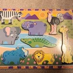Melissa and Doug Wooden Animal Block  Puzzle
